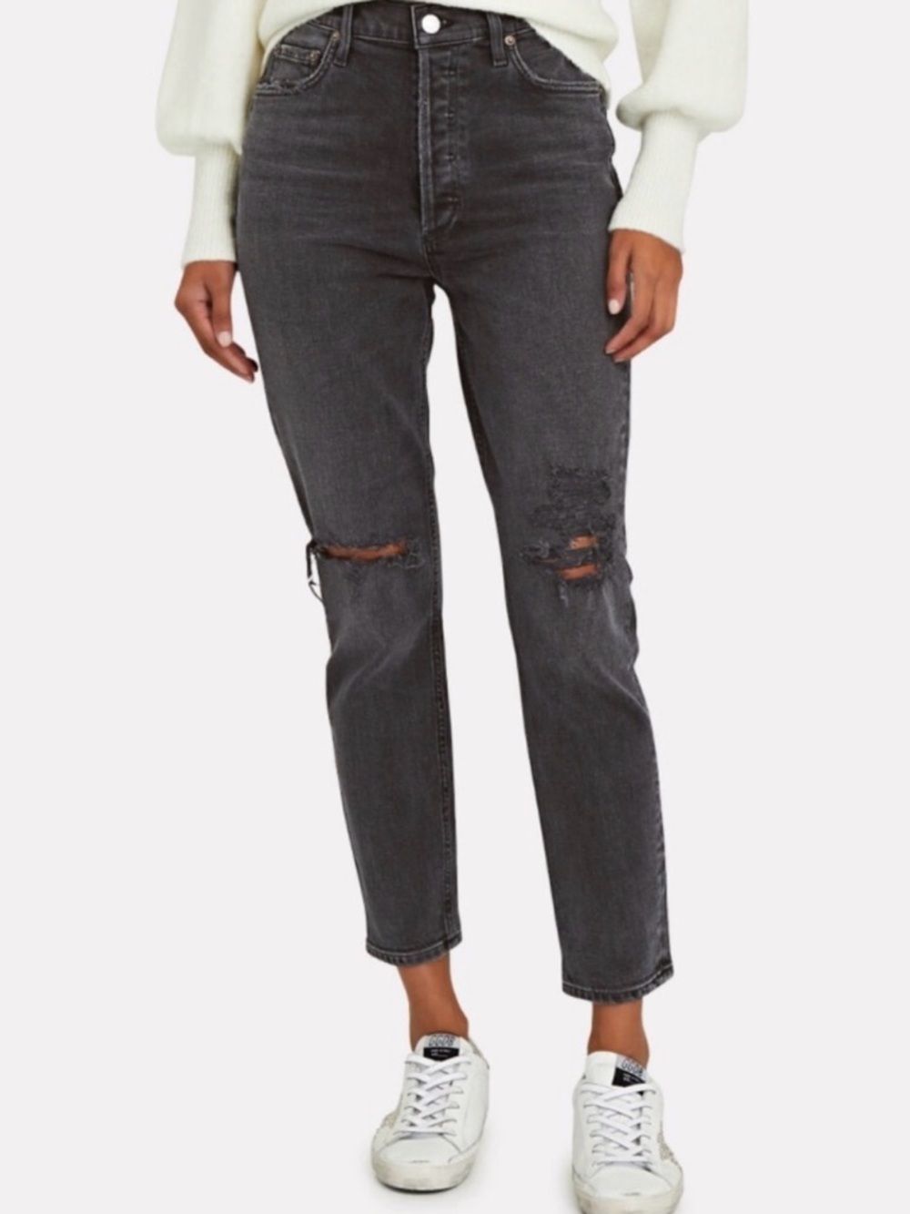 Agolde Women Black NICO Distressed Jeans